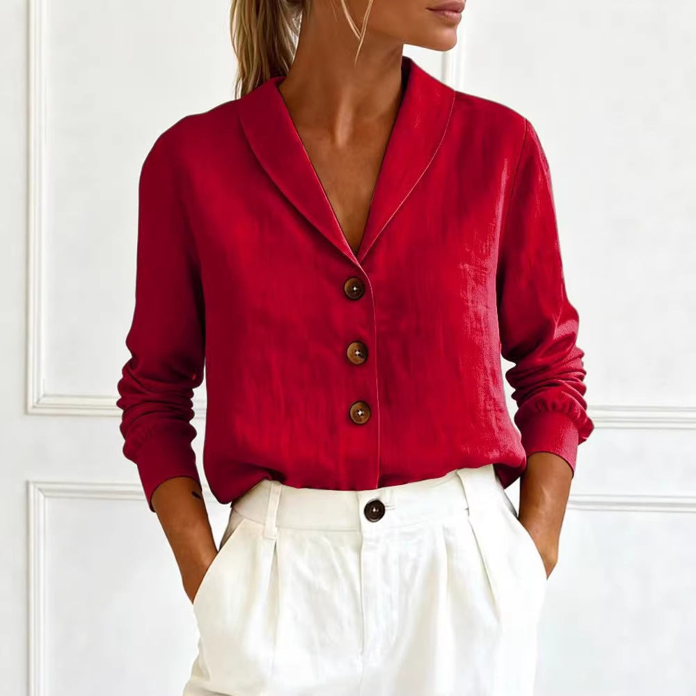 Women's Cotton-Linen Peter Pan Collar Button-Up Shirt – 6 Colors S–3XL
