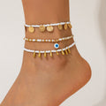 Ethnic Ocean Style Rice Bead Beach Round Water Drop Tassel Anklet