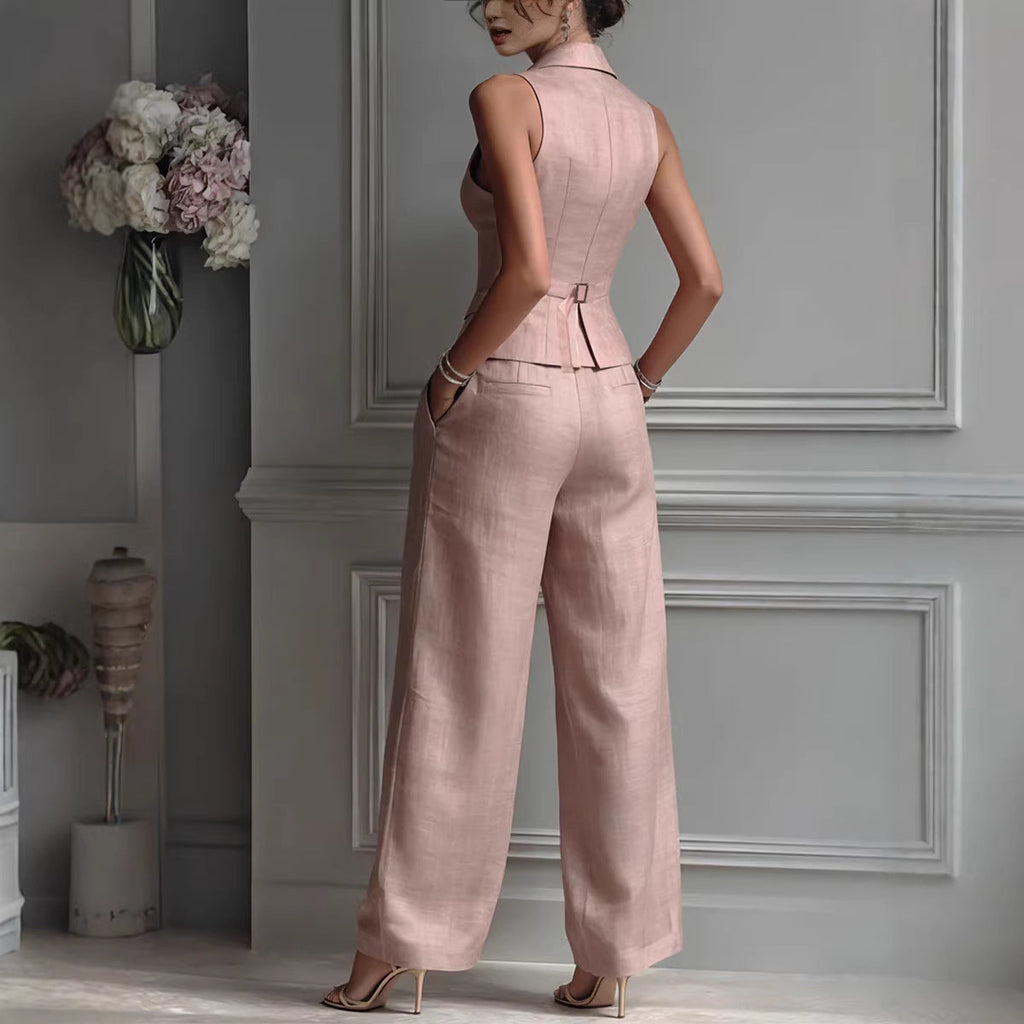 Casual Single-breasted Vest And Casual Pants Set (see size chart under more details)