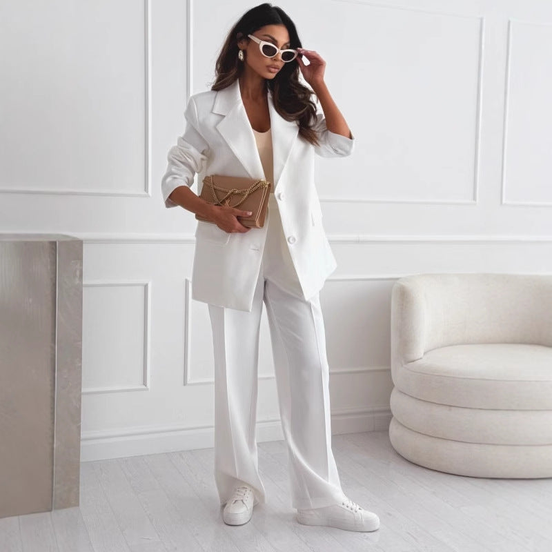 Women's Professional Blazer & Trousers Suit Set – Long Sleeve, Full Length