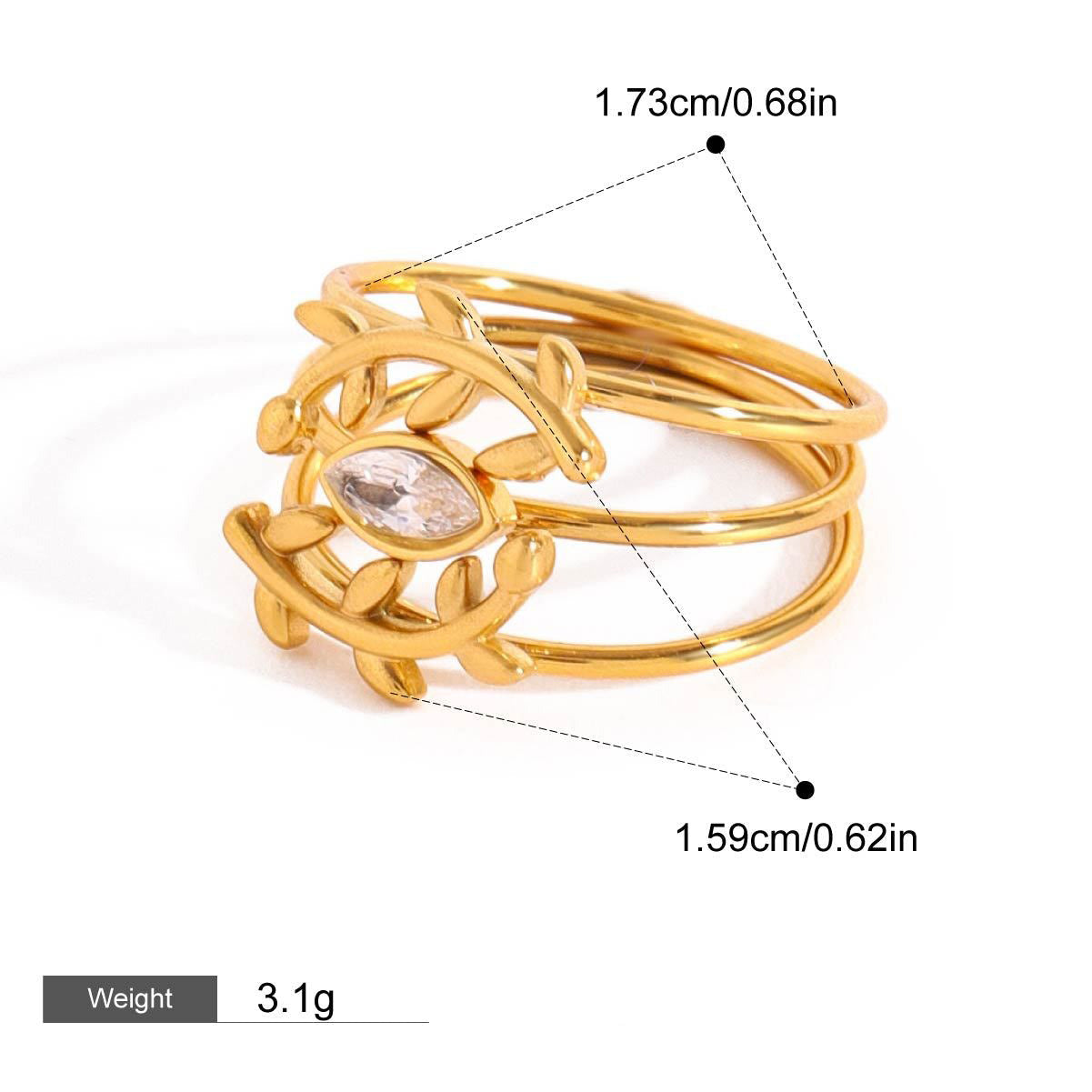 18K gold geometric gemstone inlaid exquisite design dazzling ring