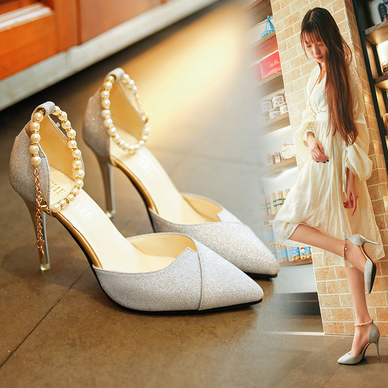 Women's Cutout Platform Sandals | Waterproof Open-Toe Metallic Heels