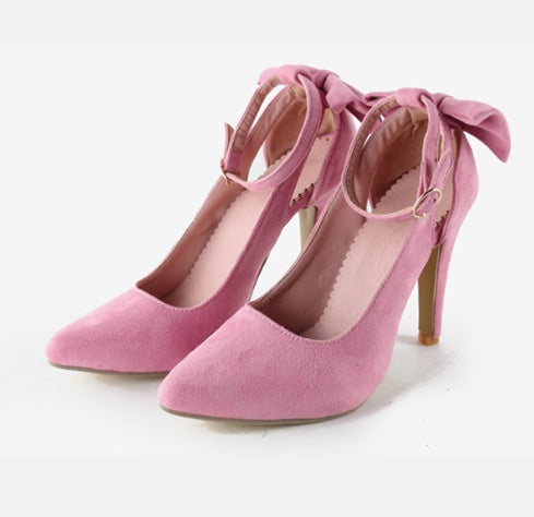 Women's Bow Pointed-Toe High Heels | Faux Leather Stiletto Sandals