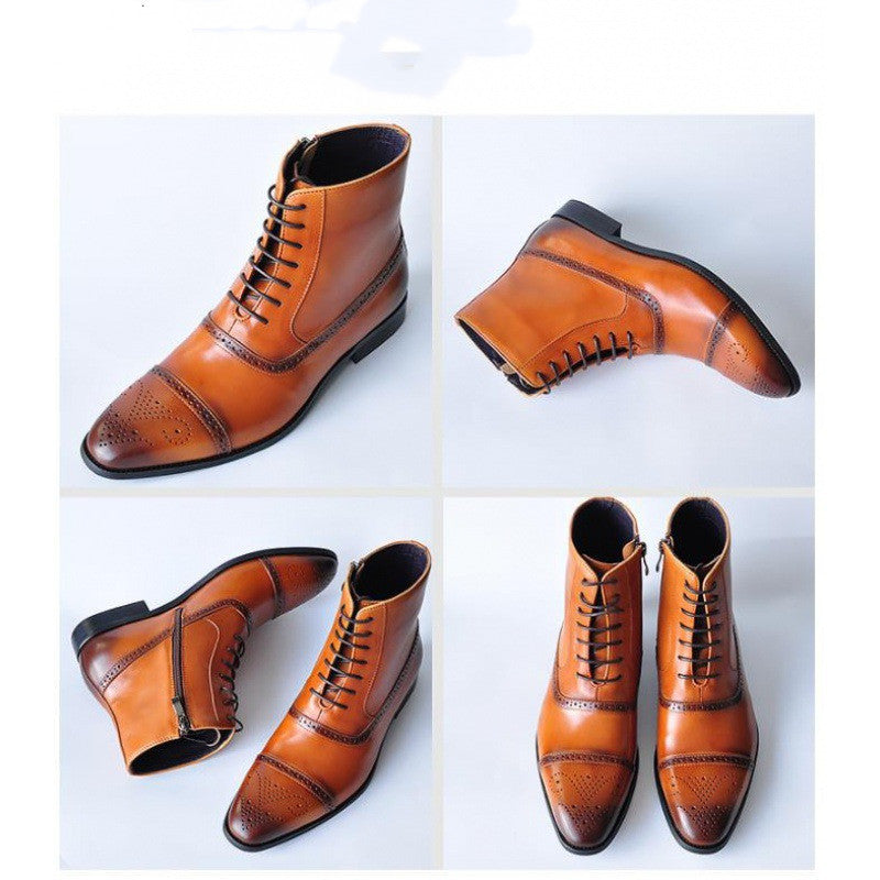 Men's Plush Lined Winter Boots | Big Size Vintage Lace-Up Safety Boots