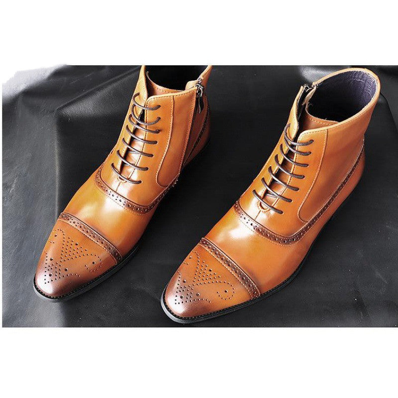 Men's Plush Lined Winter Boots | Big Size Vintage Lace-Up Safety Boots