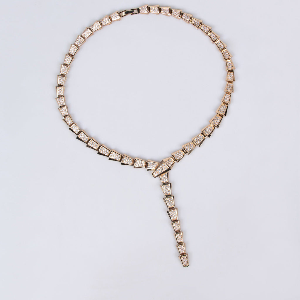 18K Gold Snake-Style Necklace and Earring Set