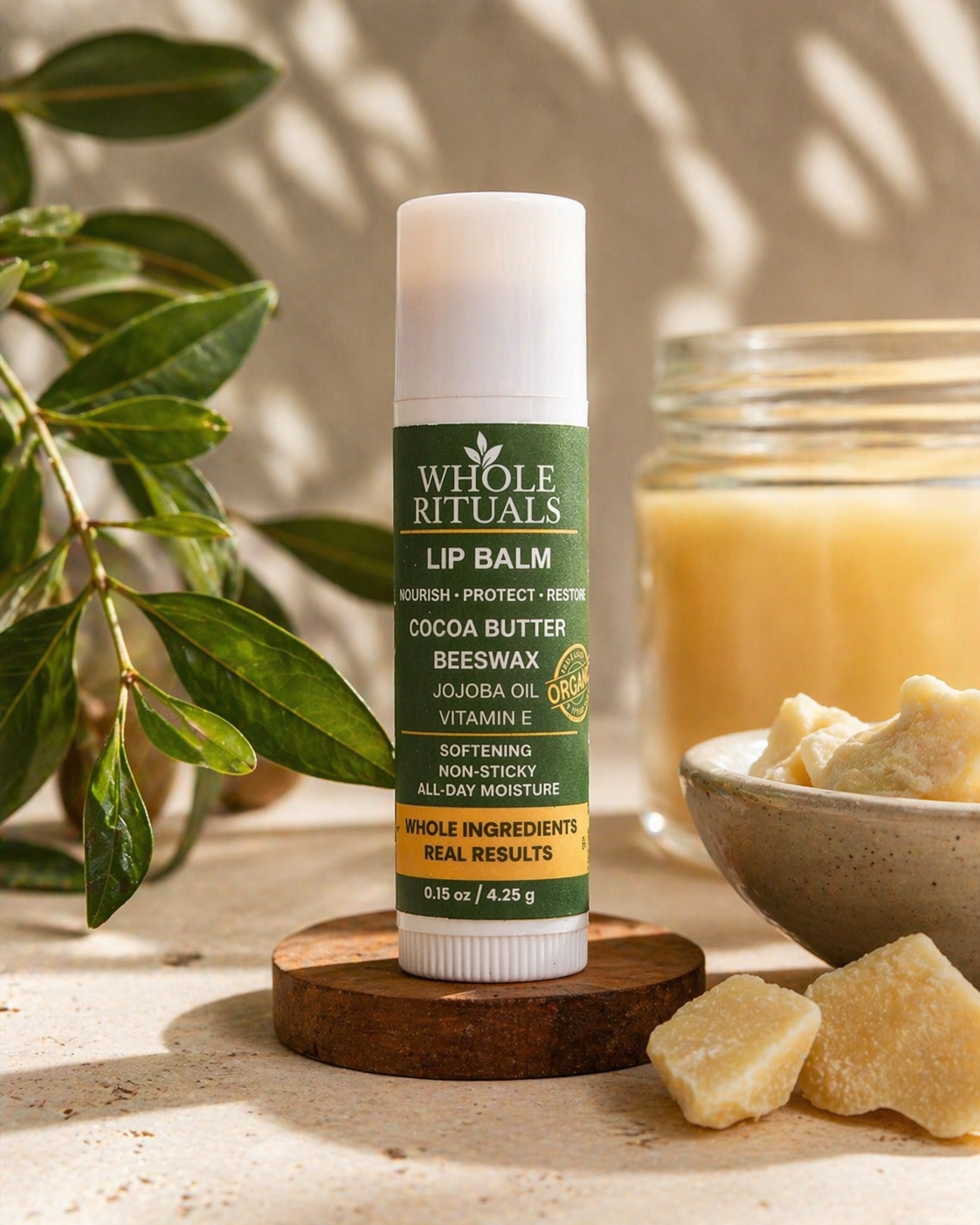 Cocoa Butter Lip Balm | Beeswax + Jojoba Oil + Vitamin E