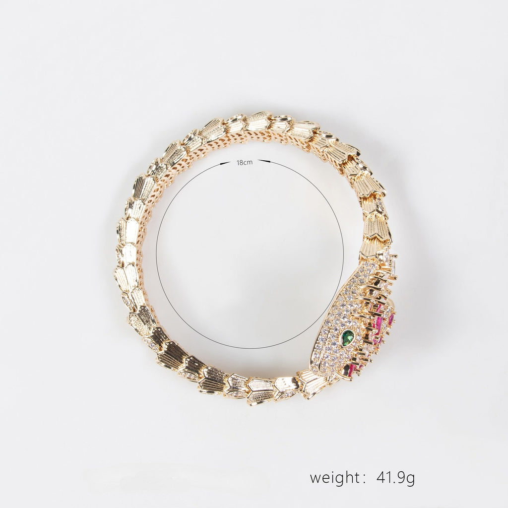 18K Gold Snake and Marcasite Bracelet