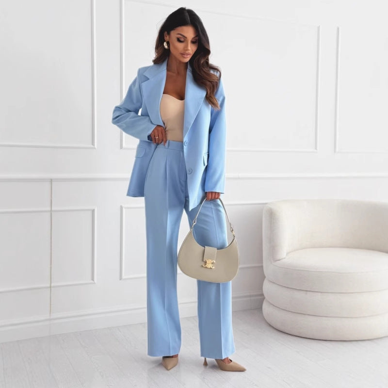 Women's Professional Blazer & Trousers Suit Set – Long Sleeve, Full Length