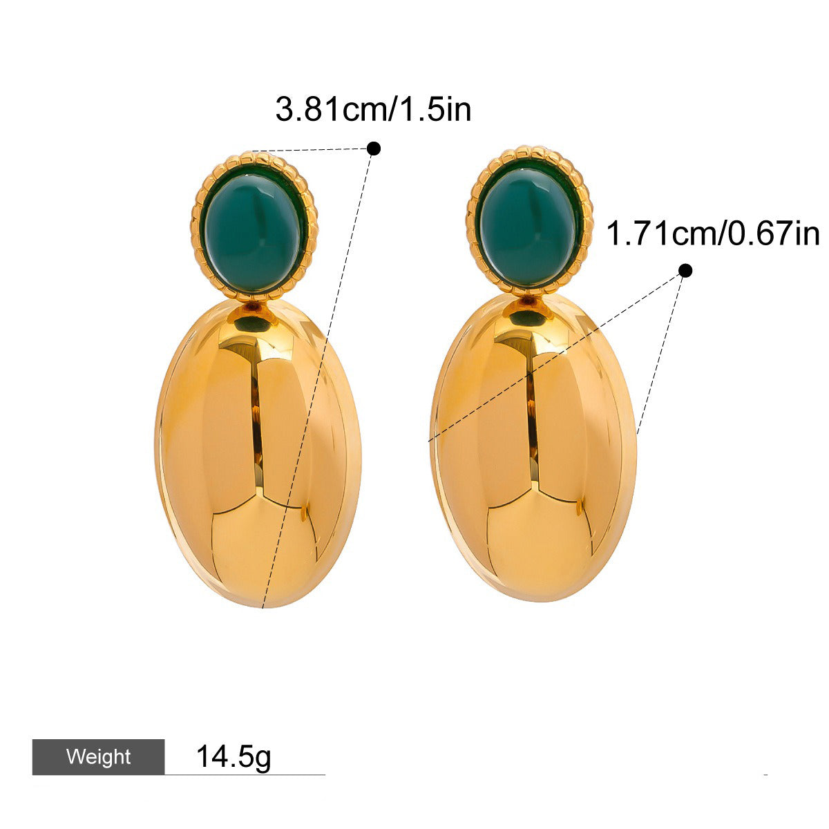 18K gold geometric/flower-shaped inlaid gemstone design light luxury noble earrings