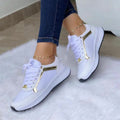 Women's Lace-Up Mesh Sneakers | Breathable Round-Toe Flat Sports Shoes