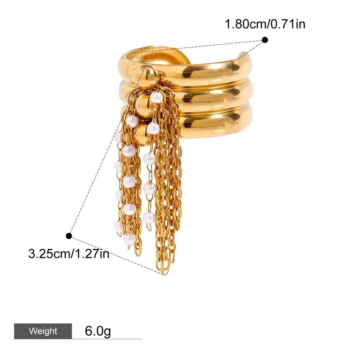 18K gold multi-layered ring with tassel design