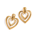 18K gold double-layer heart with hollow design simple and elegant earrings