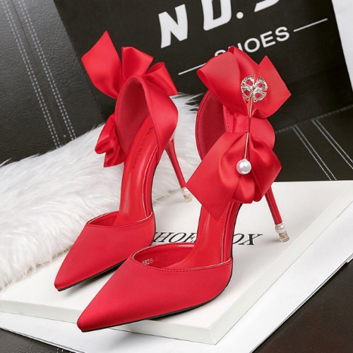 Women's Pointed Toe Bow Heels | Slip-On Stiletto Pumps