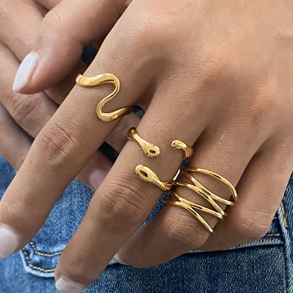 18K gold titanium steel open ring