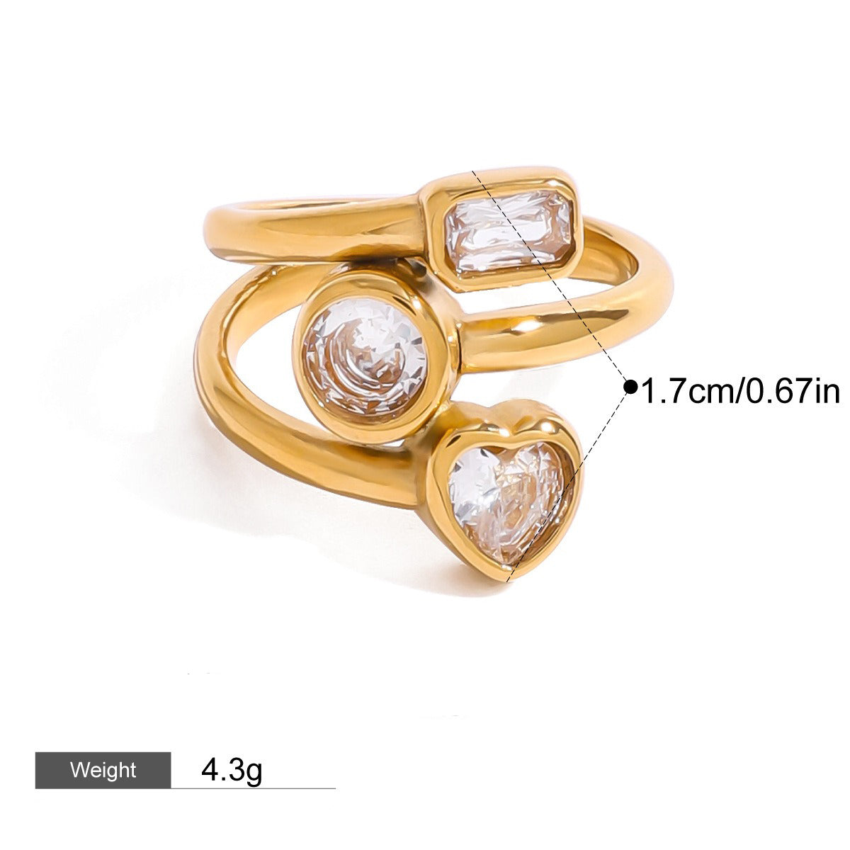 18K gold geometric gemstone inlaid exquisite design dazzling ring