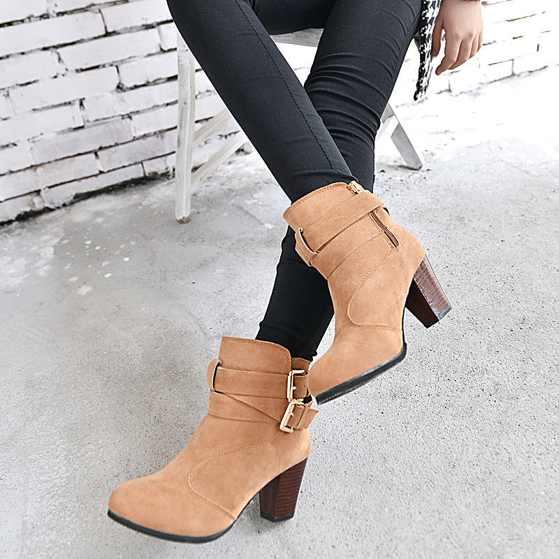 Women's Suede Platform Ankle Boots | Warm Zipper Martin Heels