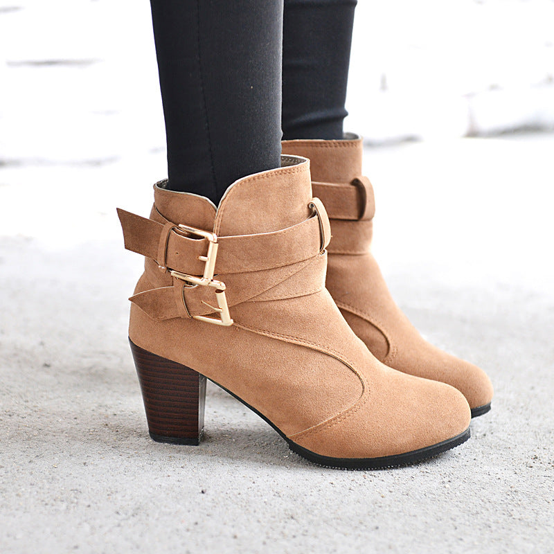 Women's Suede Platform Ankle Boots | Warm Zipper Martin Heels