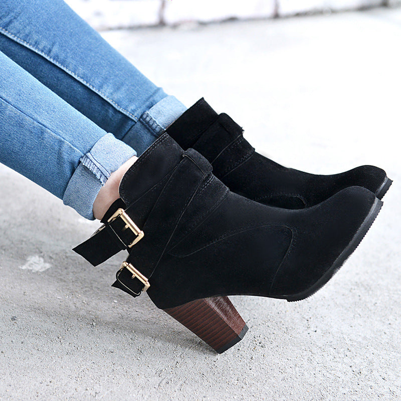 Women's Suede Platform Ankle Boots | Warm Zipper Martin Heels