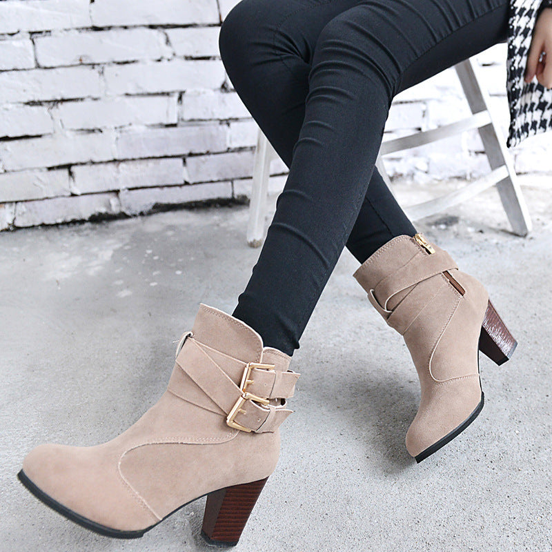 Women's Suede Platform Ankle Boots | Warm Zipper Martin Heels