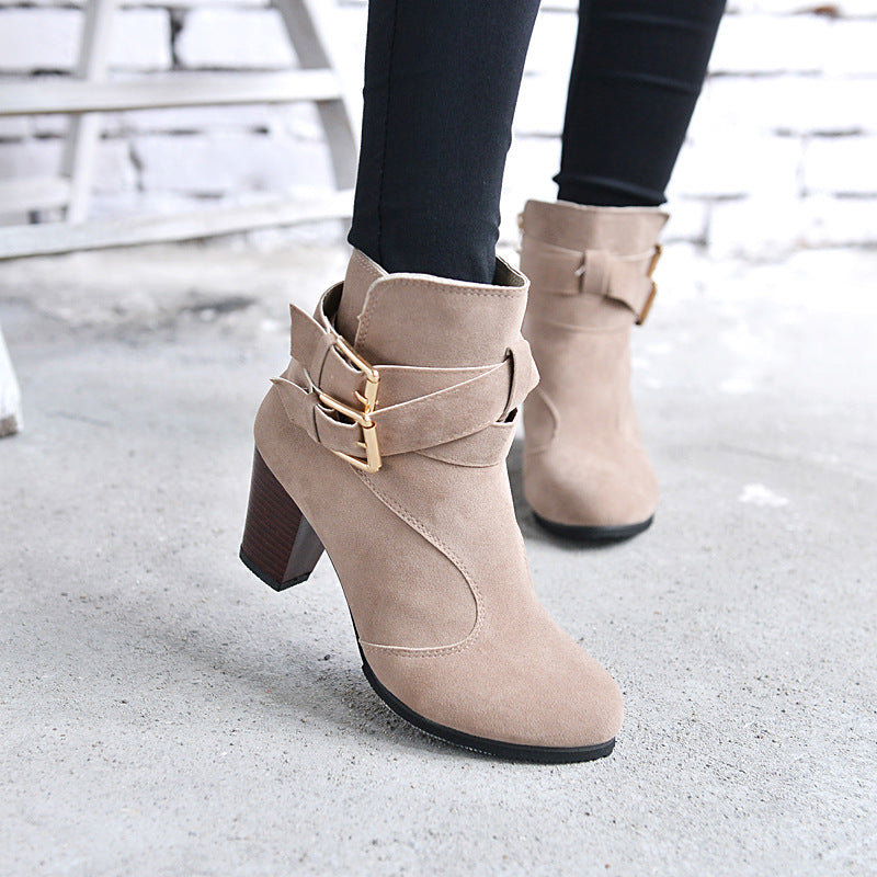 Women's Suede Platform Ankle Boots | Warm Zipper Martin Heels