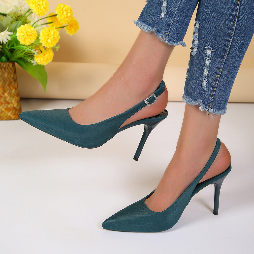 Women's Pointed Toe Buckle Stiletto Sandals | PU Upper Open-Toe High Heels
