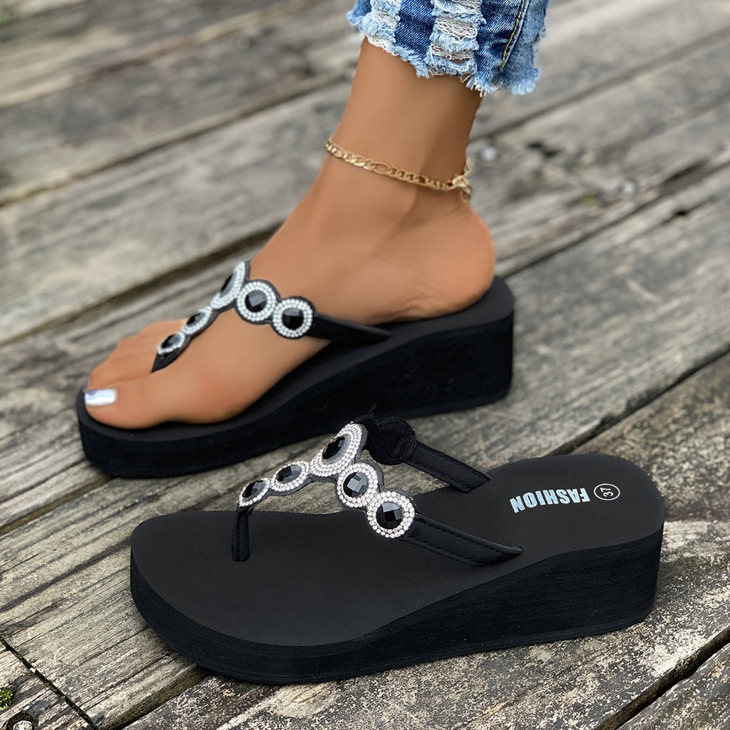 Women's Elegant Rhinestone Wedge Sandals