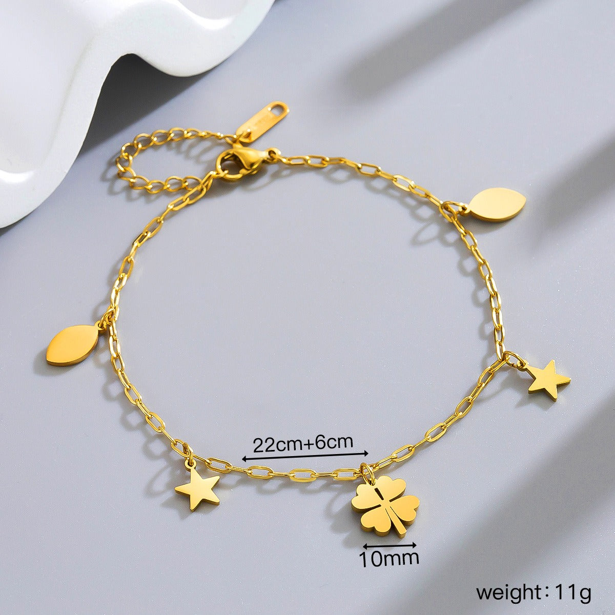 18k gold-plated four-petal bell flower pendant titanium steel anklet