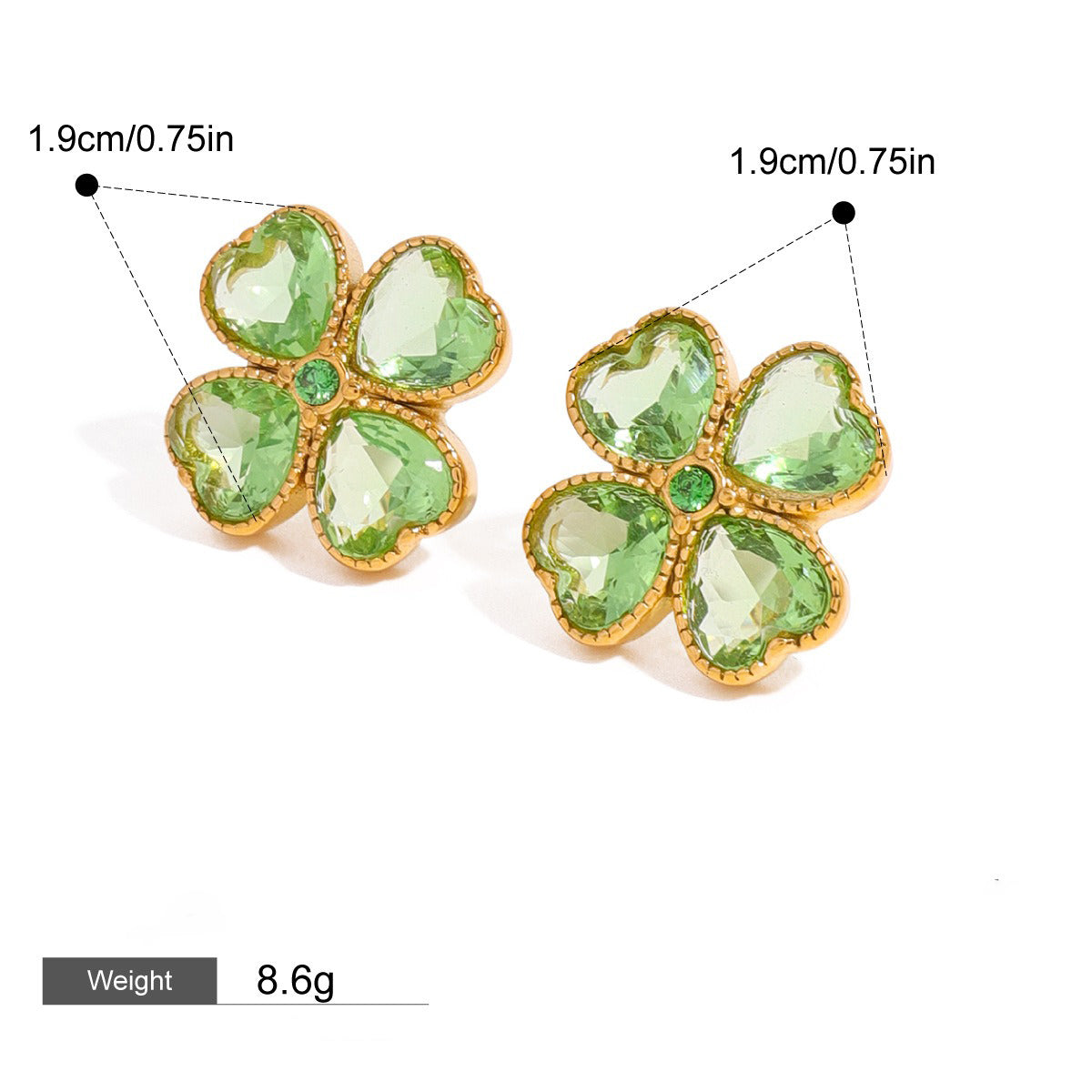 18K gold geometric/flower-shaped inlaid gemstone design light luxury noble earrings
