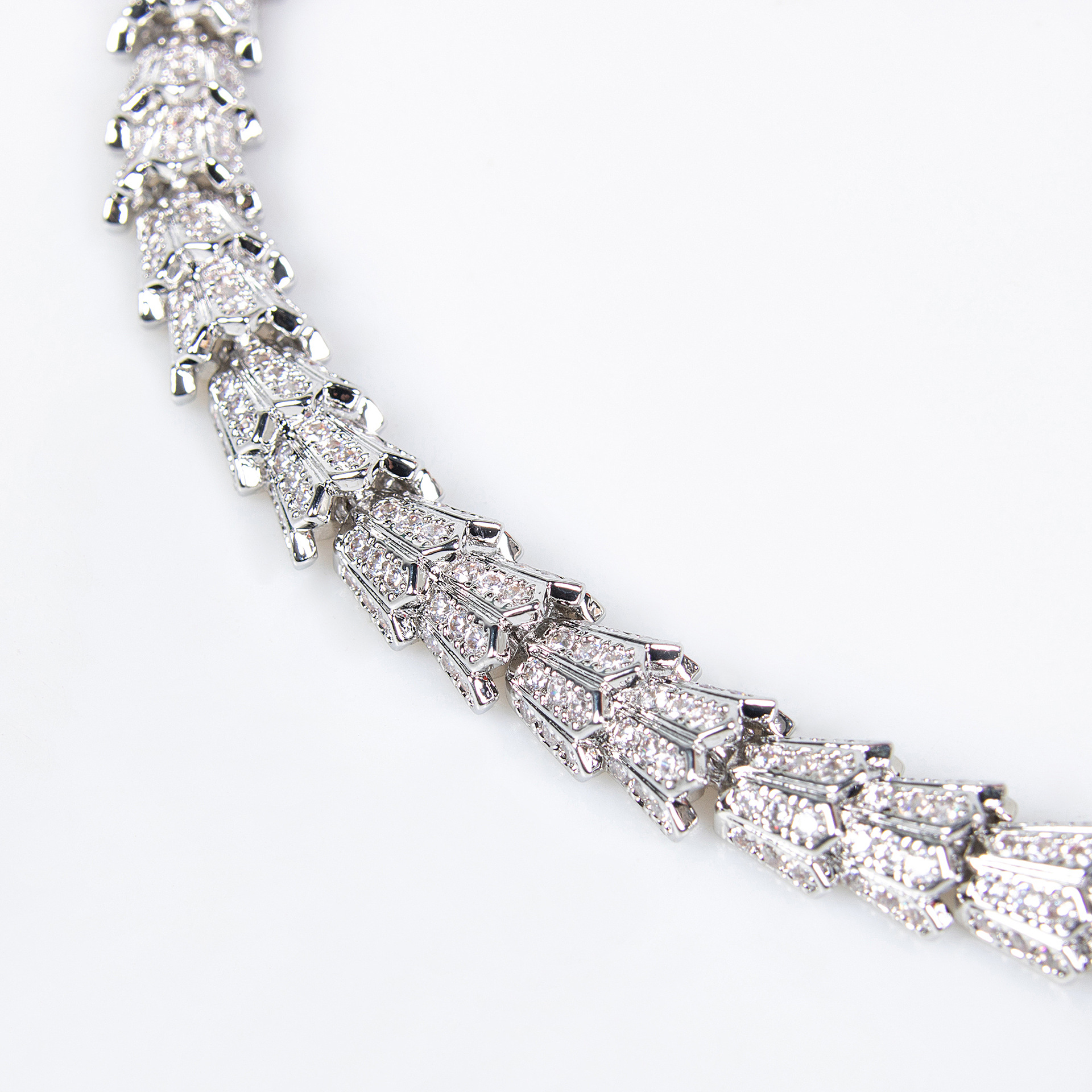 Serpentine Tassel Necklace with Diamonds and Zirconia