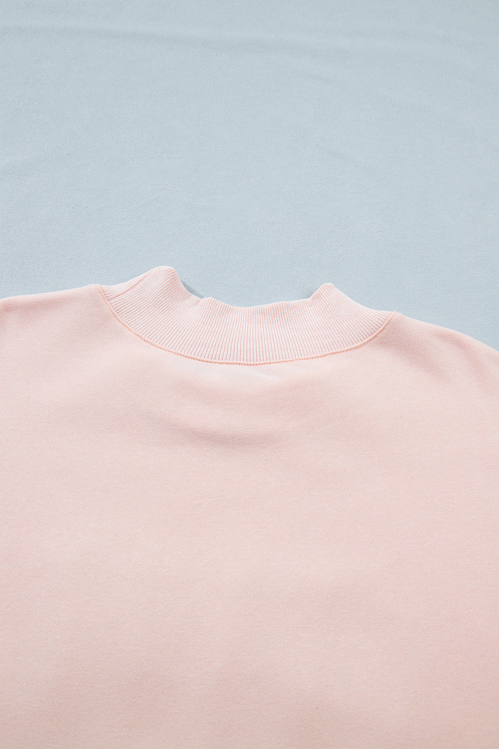 Light Pink BLESSED Embroidered Trim Patch Graphic Plus Size Mock Neck Sweatshirt
