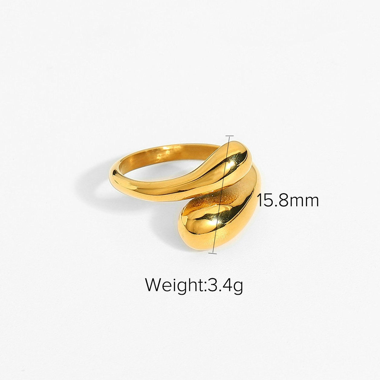 18K gold geometric design simple personality ring