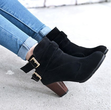 Women's Suede Platform Ankle Boots | Warm Zipper Martin Heels