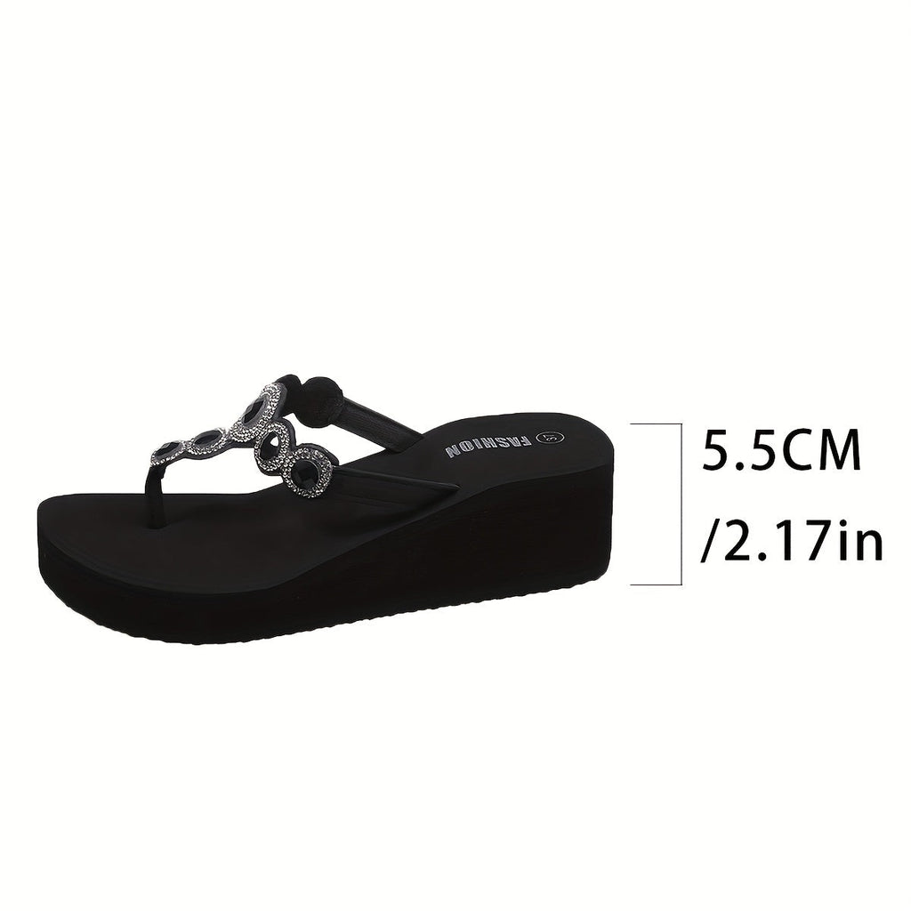 Women's Elegant Rhinestone Wedge Sandals