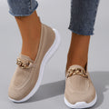 Women's Flyknit Chain-Detail Flat Sneakers | Breathable Mesh Walking Shoes