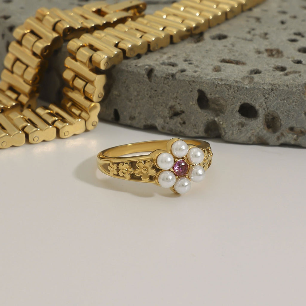 Pearl ring titanium steel ring
