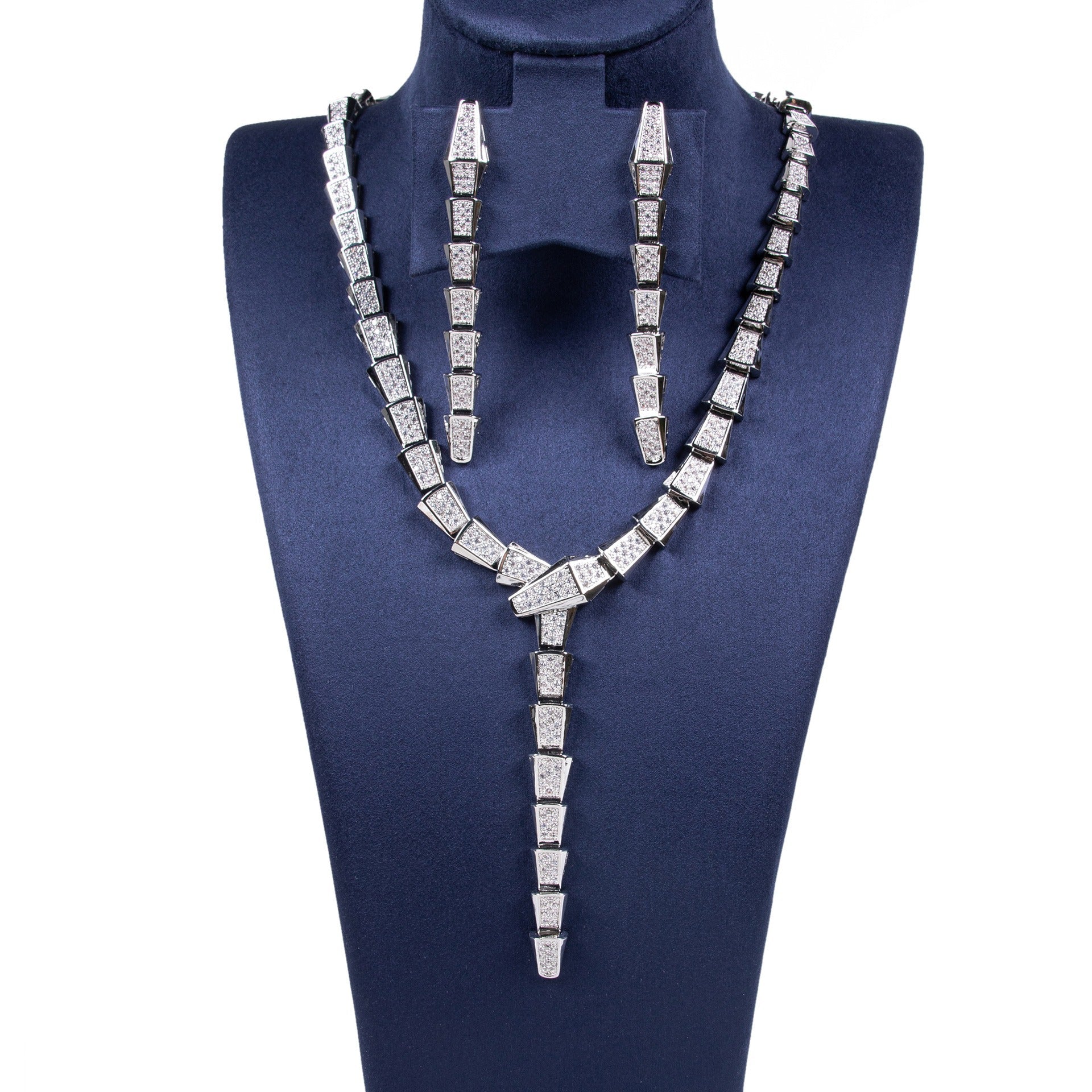 18K Gold Snake-Style Necklace and Earring Set