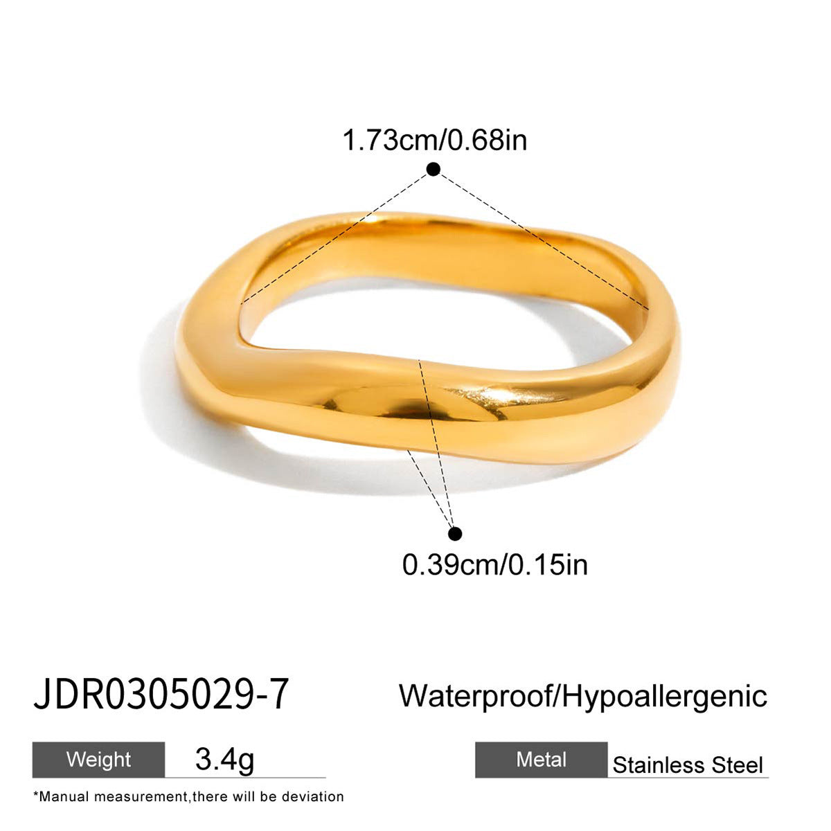 18K Gold Stainless Steel Geometric Zircon Ring