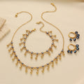 Bohemian Blue Evil Eye Tassel Necklace, Bracelet and Earring Set