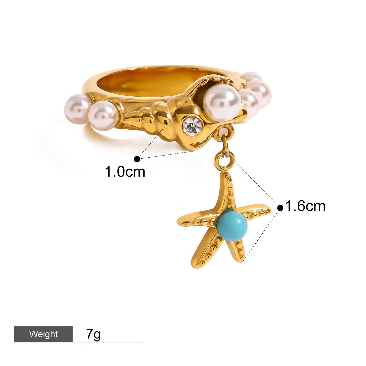 18K gold heart pendant unique design personality ring
