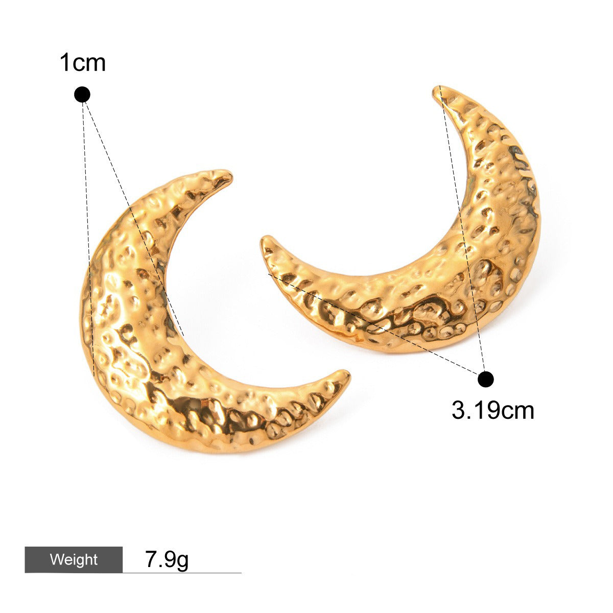 18K gold geometric oval/crescent-shaped earrings with simple and elegant design