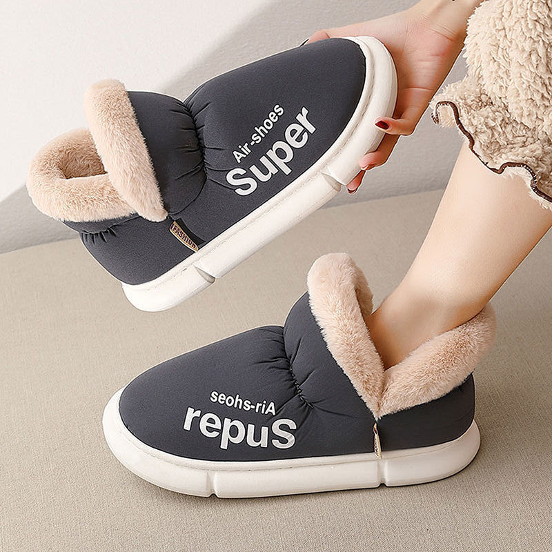 Unisex Plush Fleece High-Back Heel Slippers | Warm Breathable House Shoes
