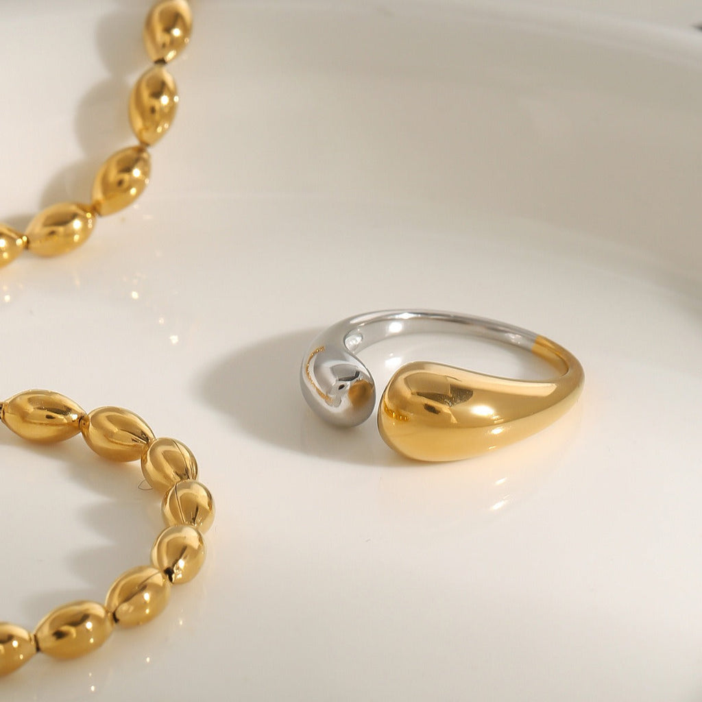18K gold geometric design simple personality ring
