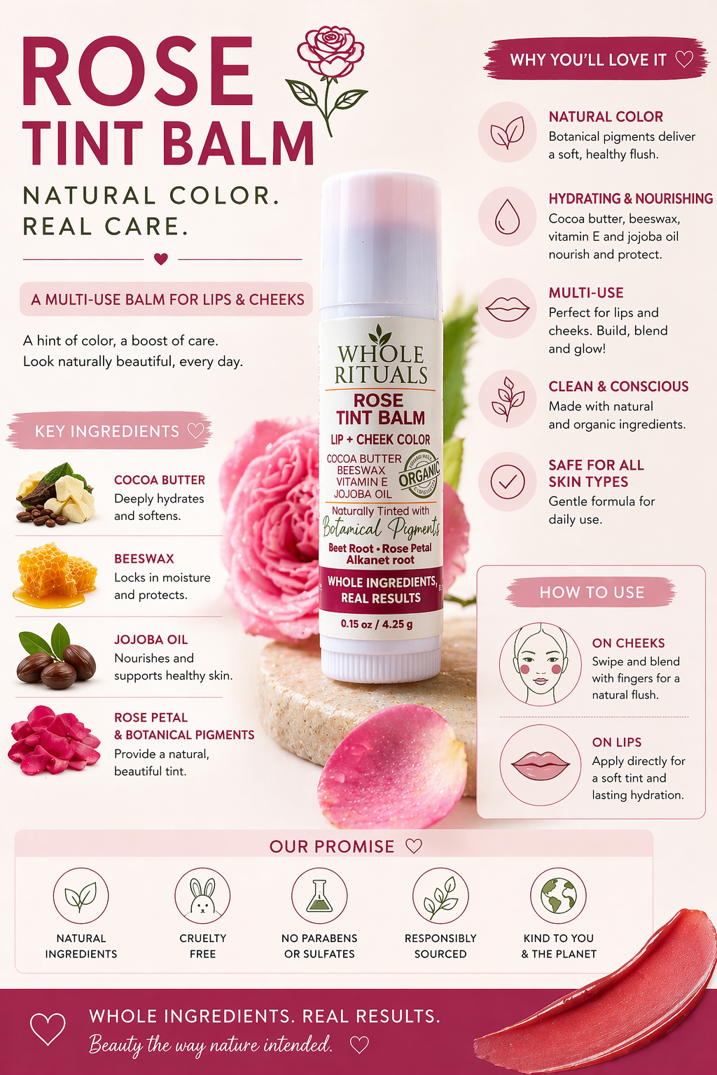 Rose Tint Balm – Lip + Cheek Color with Organic Ingredients