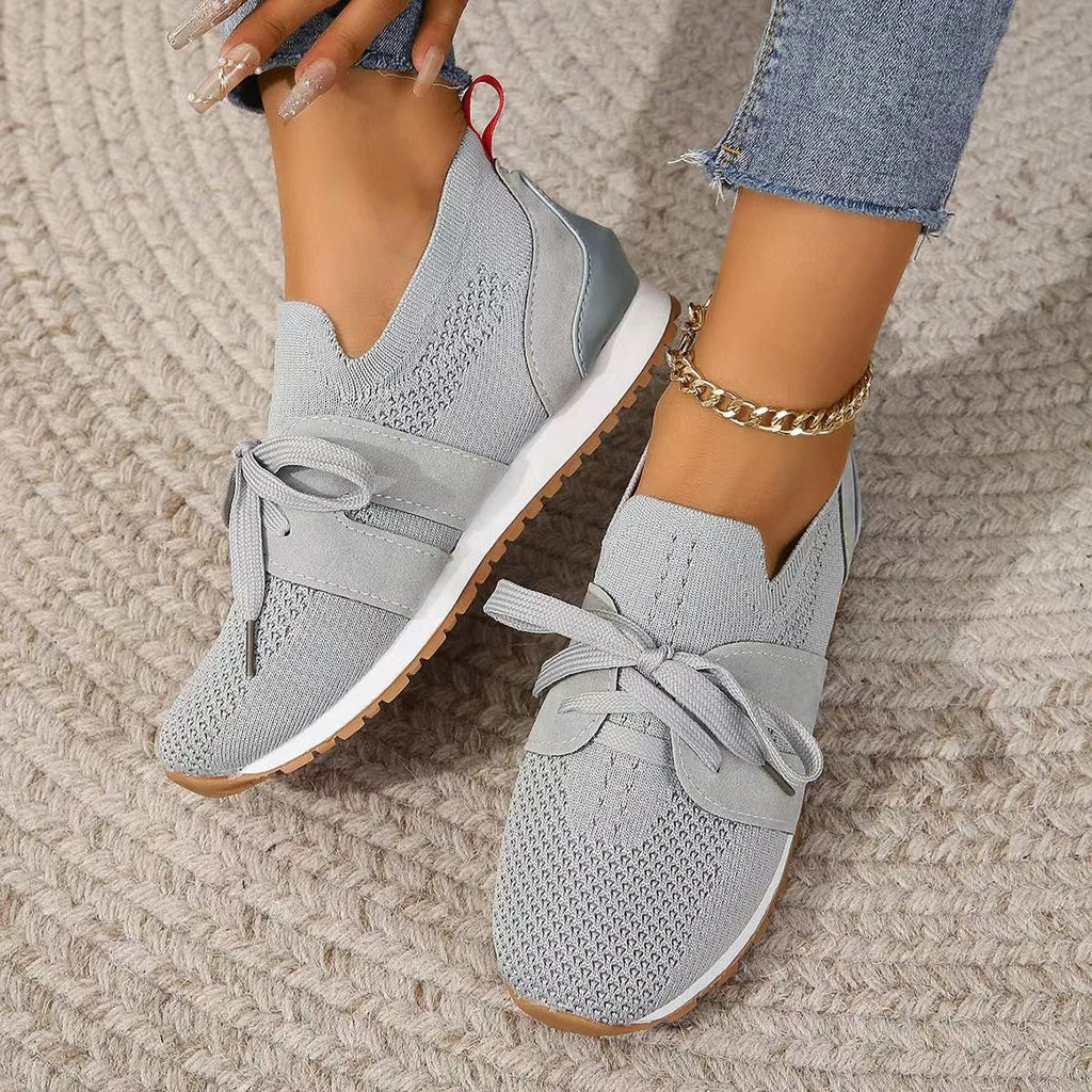 Women's Lace-Up Mesh Flats | Breathable Casual Walking Wedge Shoes