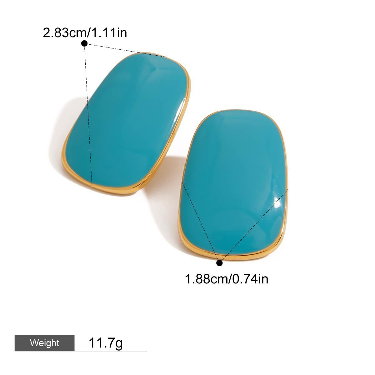 18K gold geometric oval/crescent-shaped earrings with simple and elegant design
