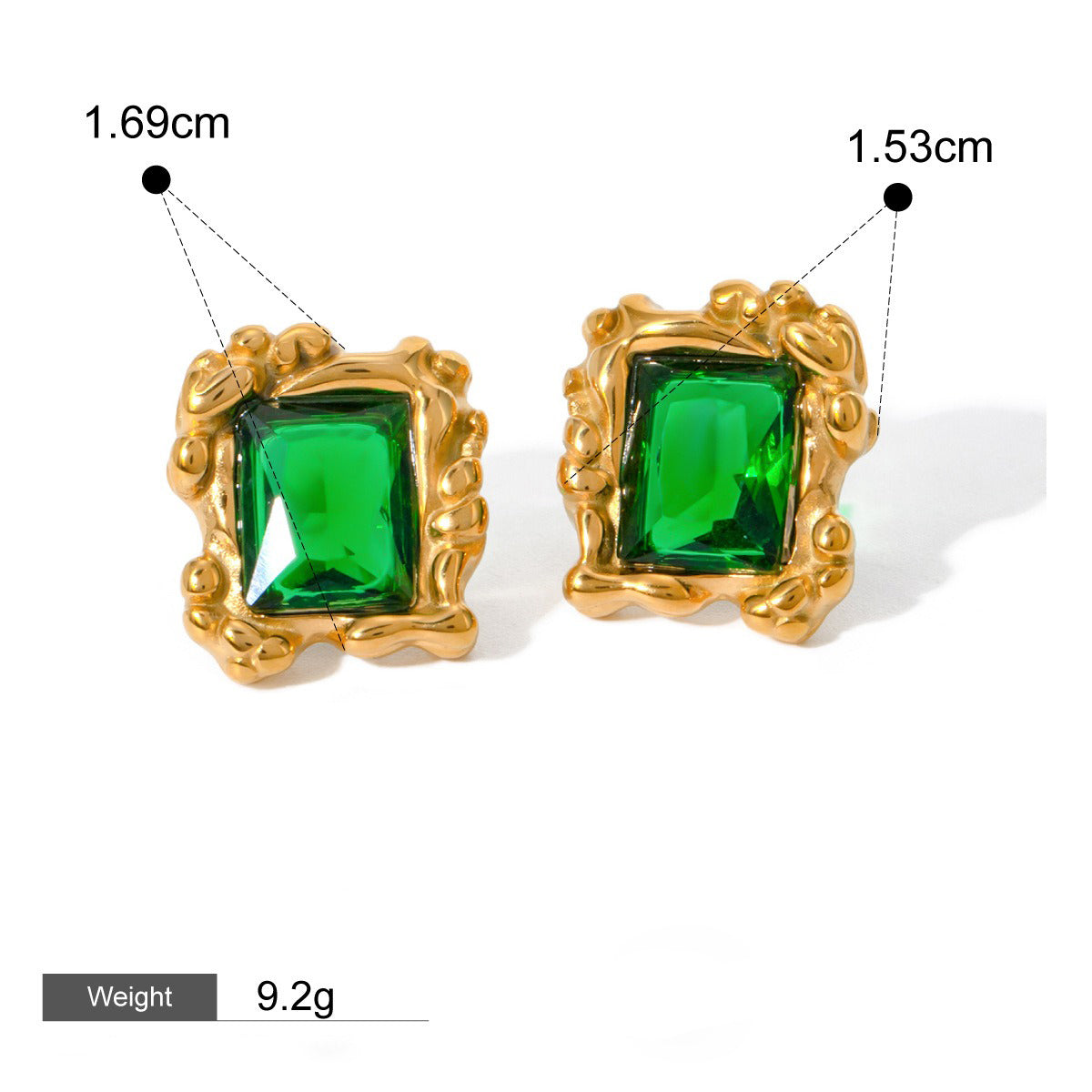 18K gold geometric/flower-shaped inlaid gemstone design light luxury noble earrings