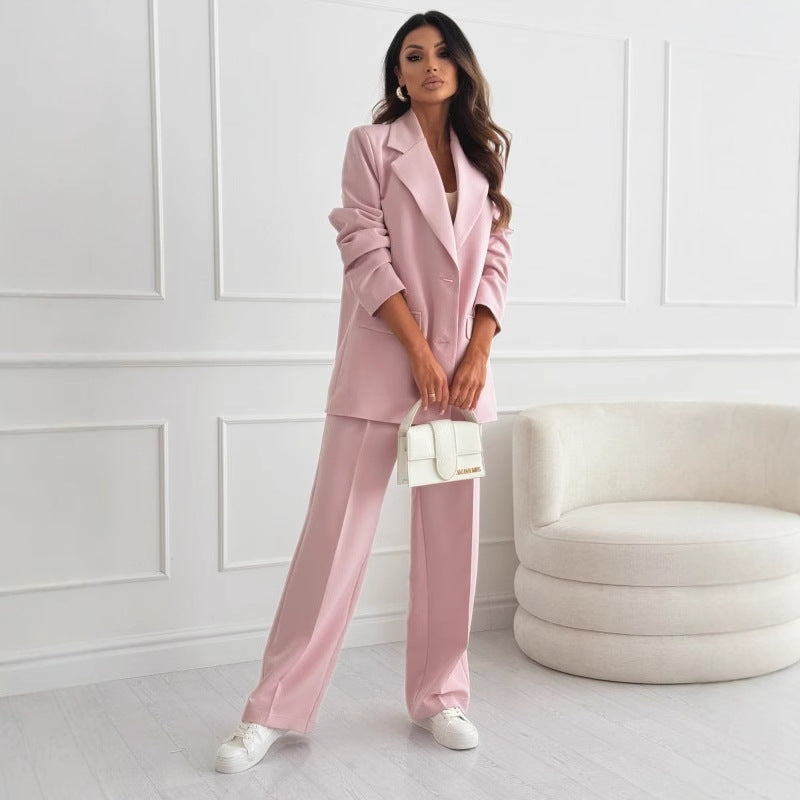 Women's Professional Blazer & Trousers Suit Set – Long Sleeve, Full Length