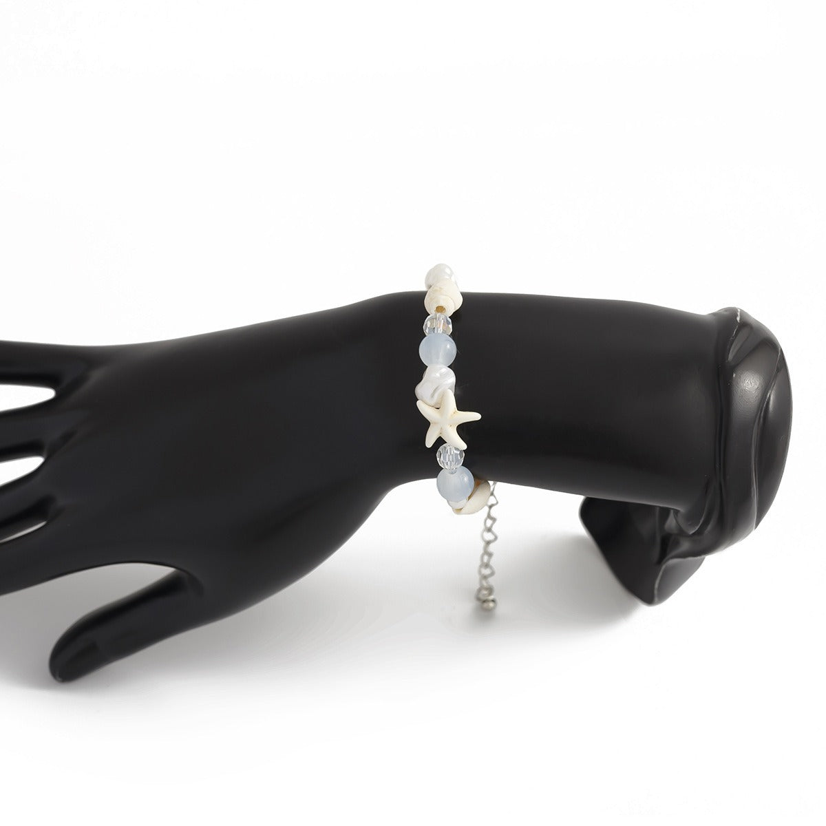 Ocean-style shell and starfish crystal beaded bracelet