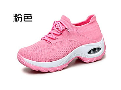 Women's Knit Platform Sneakers | Waterproof Round-Toe Flying Weave Shoes